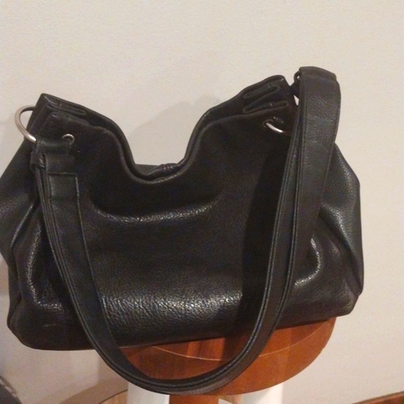 Vintage Black Leather Bag Handbag Purse- Leather Co. by LIZ CLAIBORNE - Picture 8 of 12